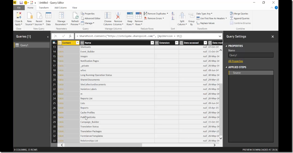10 Import SharePoint libraries into Power BI and create links to the documents